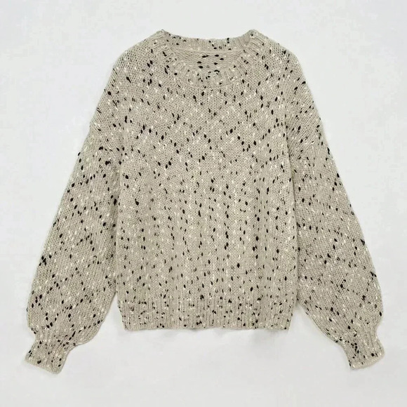 Multicolor Casual Women's Marled Knit Drop Shoulder Sweater - Picture 3 of 6